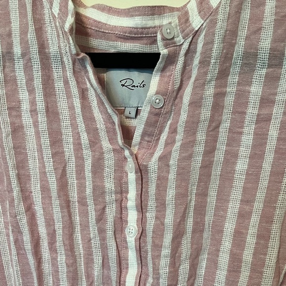 Rails Angelina Fit and Flare Mini Dress in Rose Stripe Linen Blend Size L - Picture 3 of 5